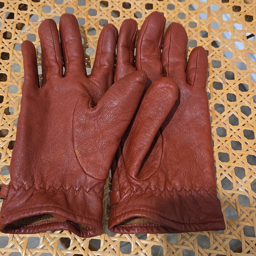 Women's Brown/Cognac Vintage Leather Gloves - Picture 4 of 6